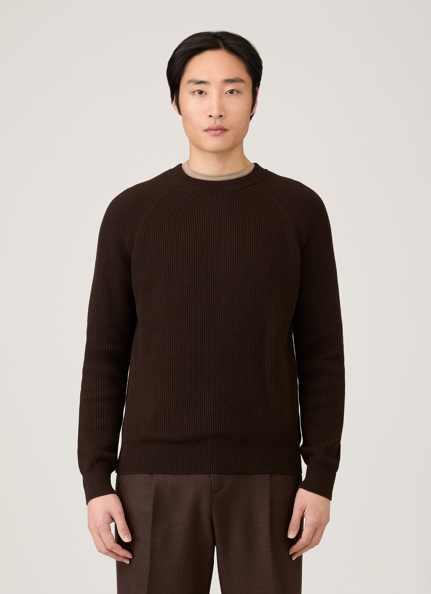 Mens Ribbed Jumper In Truffle Mjum8288 Brgd