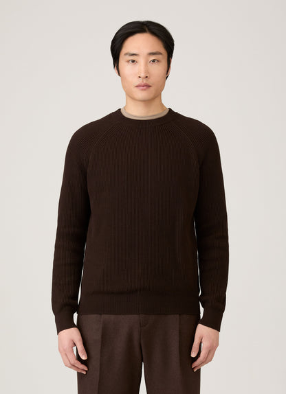 Mens Ribbed Jumper In Truffle Mjum8288 Brgd
