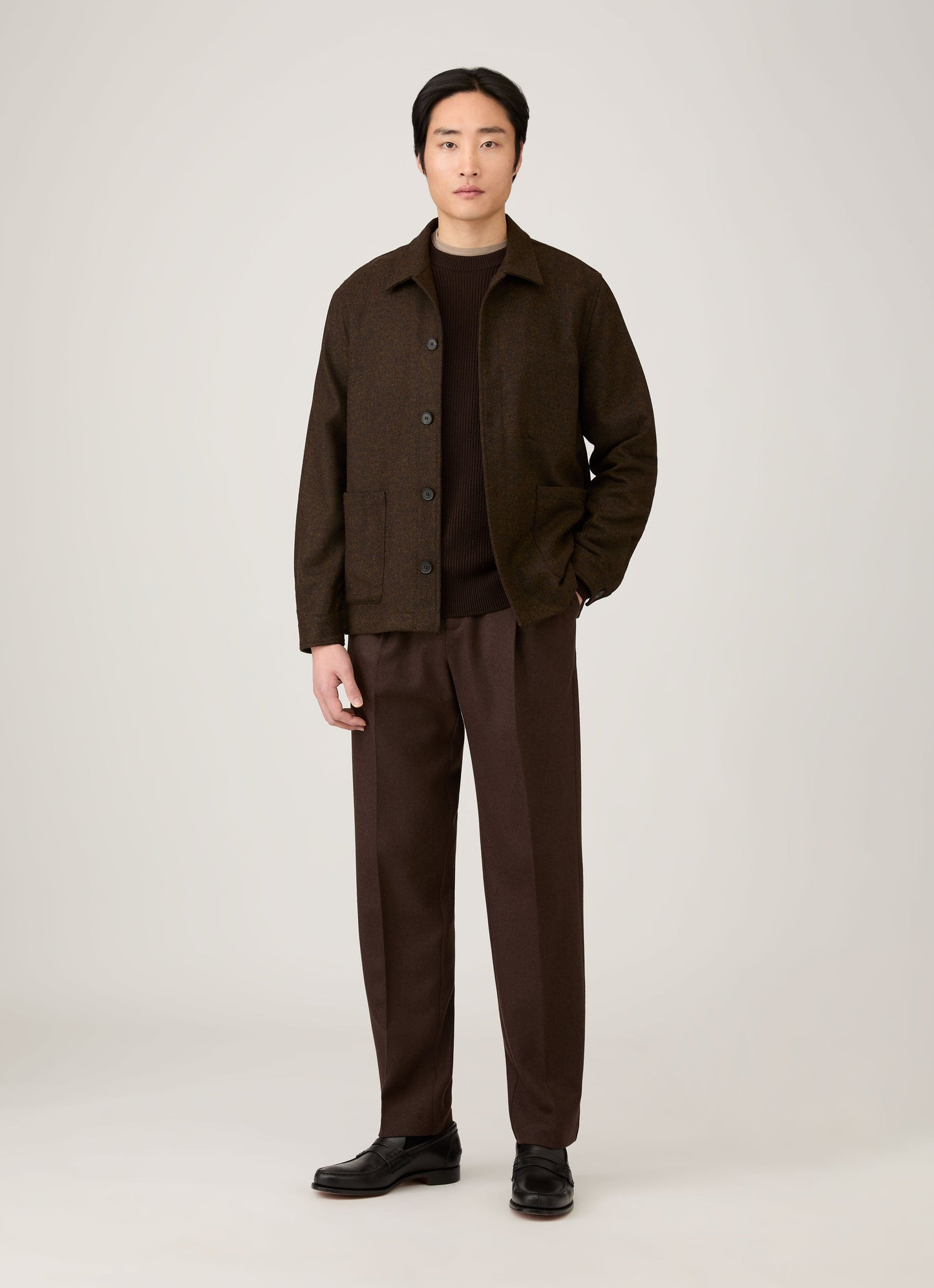 Mens Ribbed Jumper In Truffle Mjum8288 Brgd