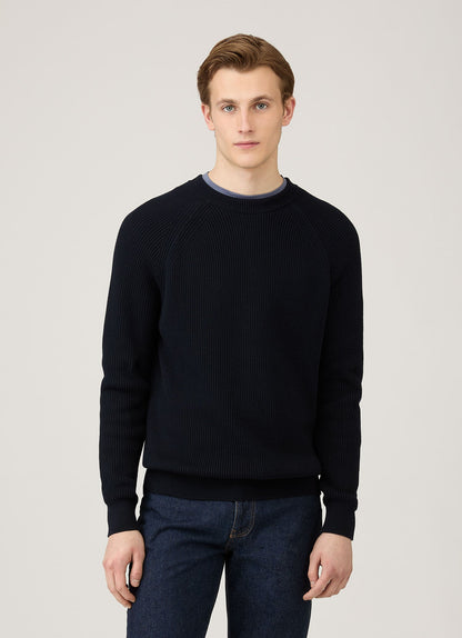 Mens Ribbed Jumper In Navy Mjum8288 Buaa