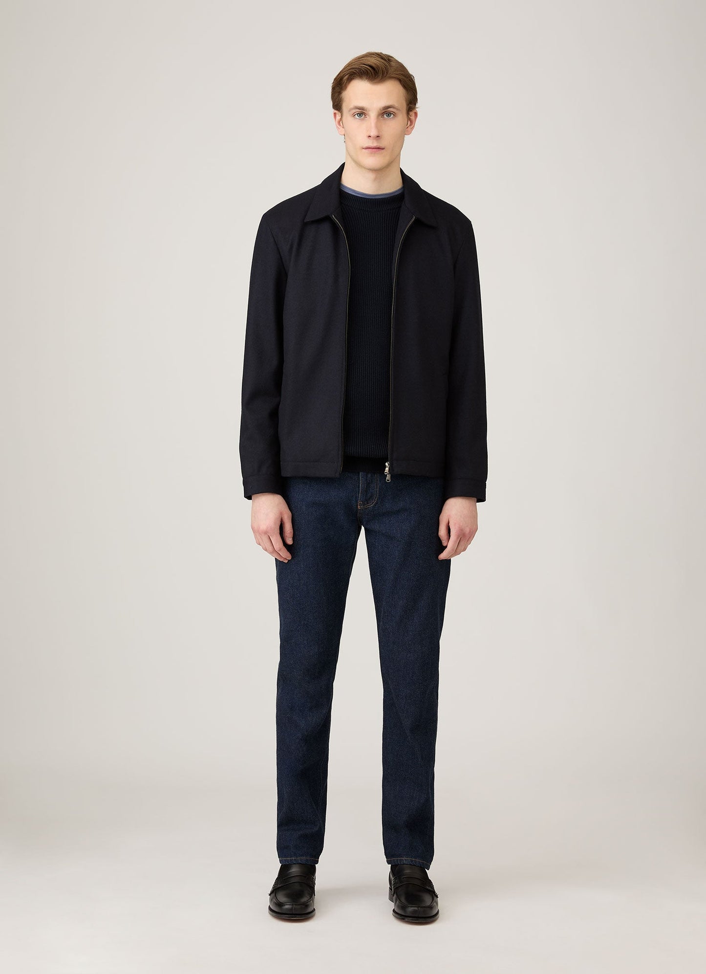 Mens Ribbed Jumper In Navy Mjum8288 Buaa