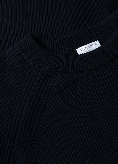 Mens Ribbed Jumper In Navy Mjum8288 Buaa
