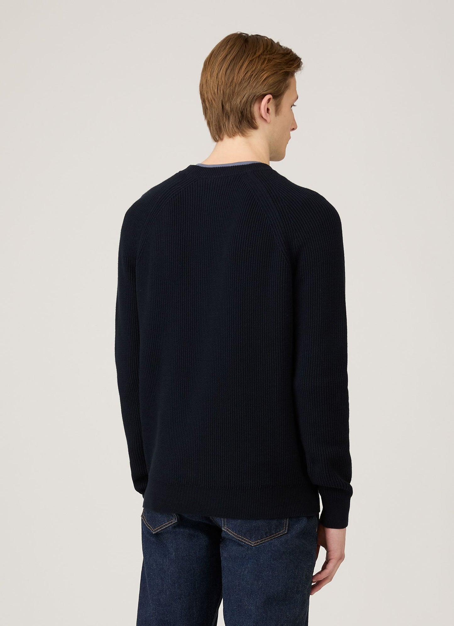 Mens Ribbed Jumper In Navy Mjum8288 Buaa