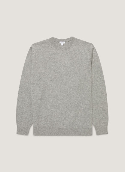 Mens Cashmere Crew Neck Jumper In Grey Melange Mjum8291 Gyaa