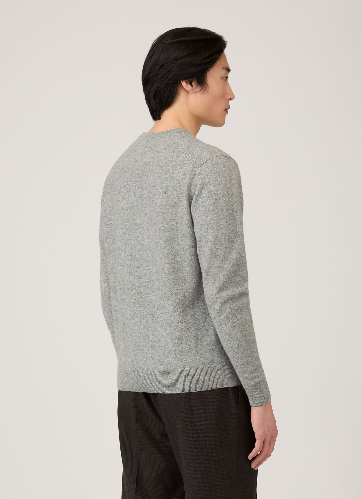 Mens Cashmere Crew Neck Jumper In Grey Melange Mjum8291 Gyaa