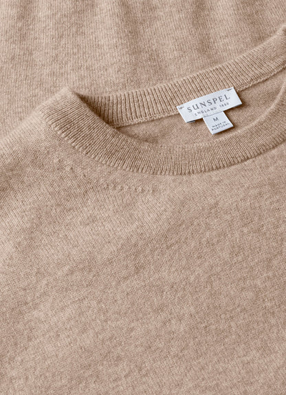 Mens Cashmere Crew Neck Jumper In Oatmeal Melange Mjum8291 Whao