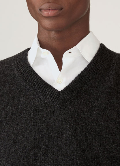 Men's Lambswool Vest in Charcoal Melange