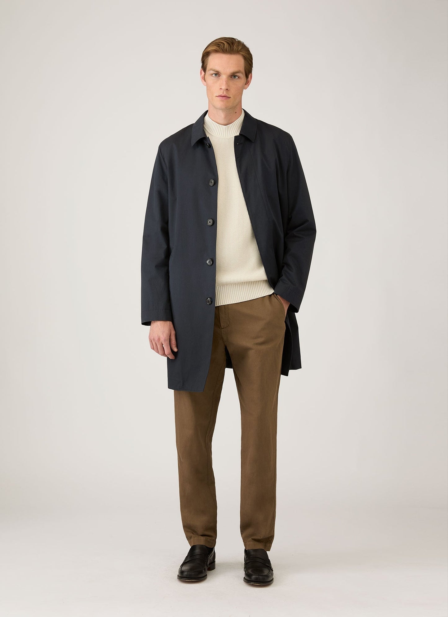 Mens Cotton Crew Neck Jumper In Ecru Mjum8302 Whif