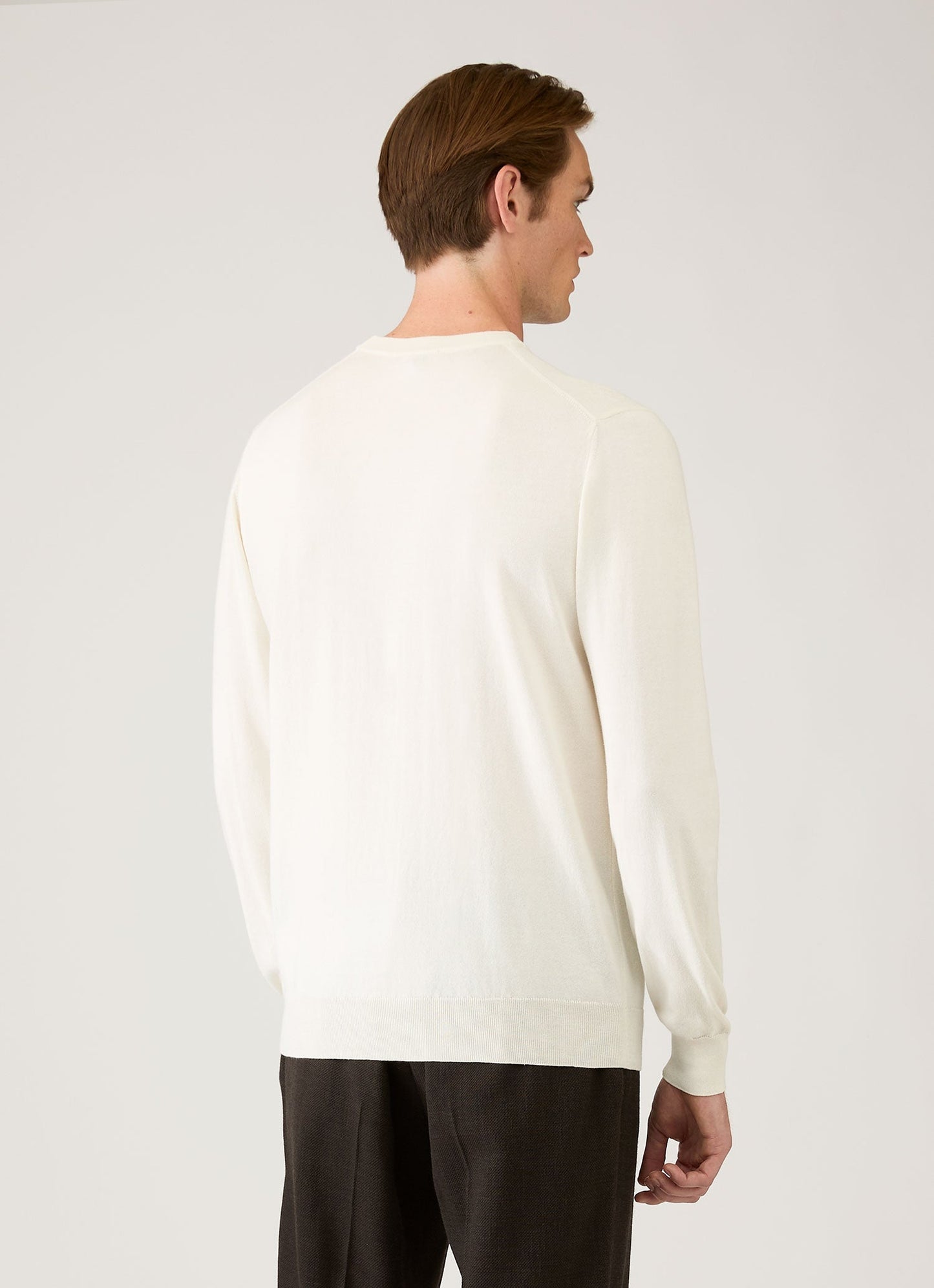 Mens Lightweight Cotton Jumper In Ecru Mjum8314 Whcr