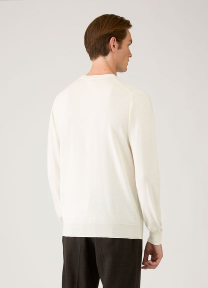 Mens Lightweight Cotton Jumper In Ecru Mjum8314 Whcr