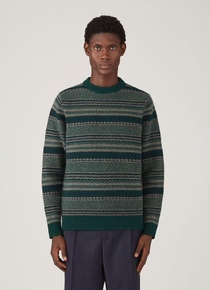 Mens Lambswool Fair Islejumper In Holly Green Mjum8321 Gnjp