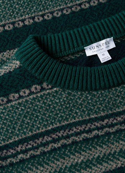 Mens Lambswool Fair Islejumper In Holly Green Mjum8321 Gnjp