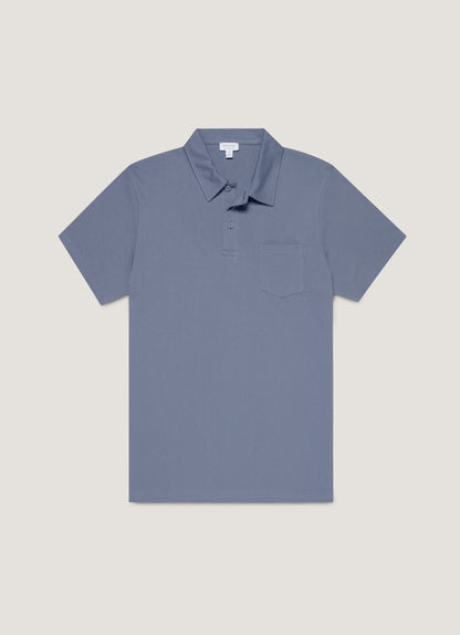 Mens Riviera Polo Shirt In Selvedge Blue Mpol1026 Buwf