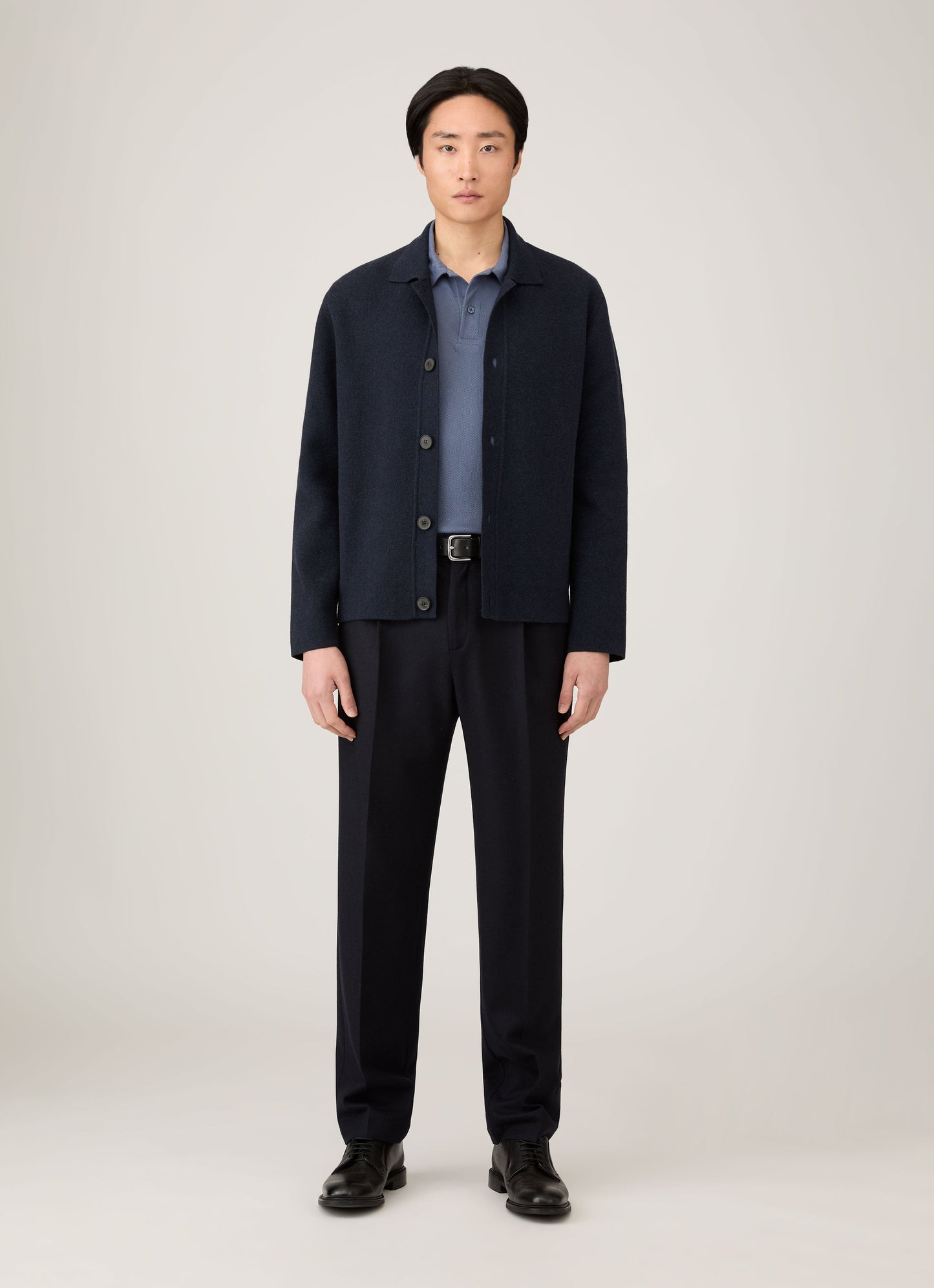 Mens Riviera Polo Shirt In Selvedge Blue Mpol1026 Buwf