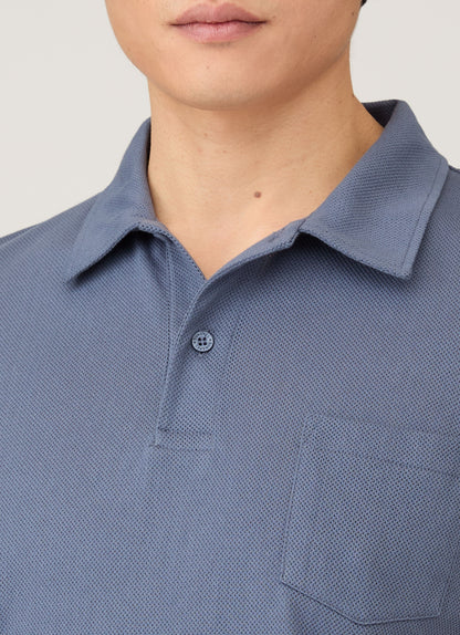Mens Riviera Polo Shirt In Selvedge Blue Mpol1026 Buwf