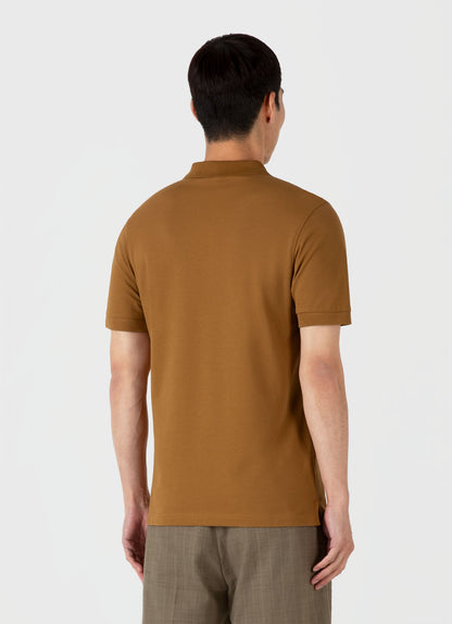 Mens Pique Polo Shirt In Golden Brown Mpol1028 Brfo