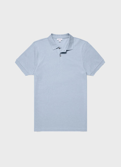 Mens Pique Polo Shirt In Smoke Blue Mpol1028 Buvc