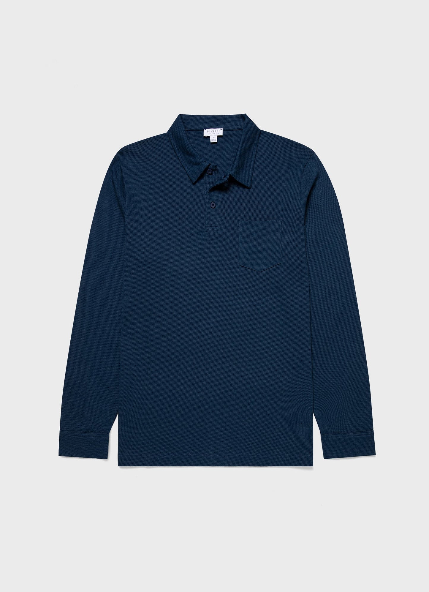 Mens Long Sleeve Riviera Polo Shirt In Naval Blue Mpol1031 Buvm