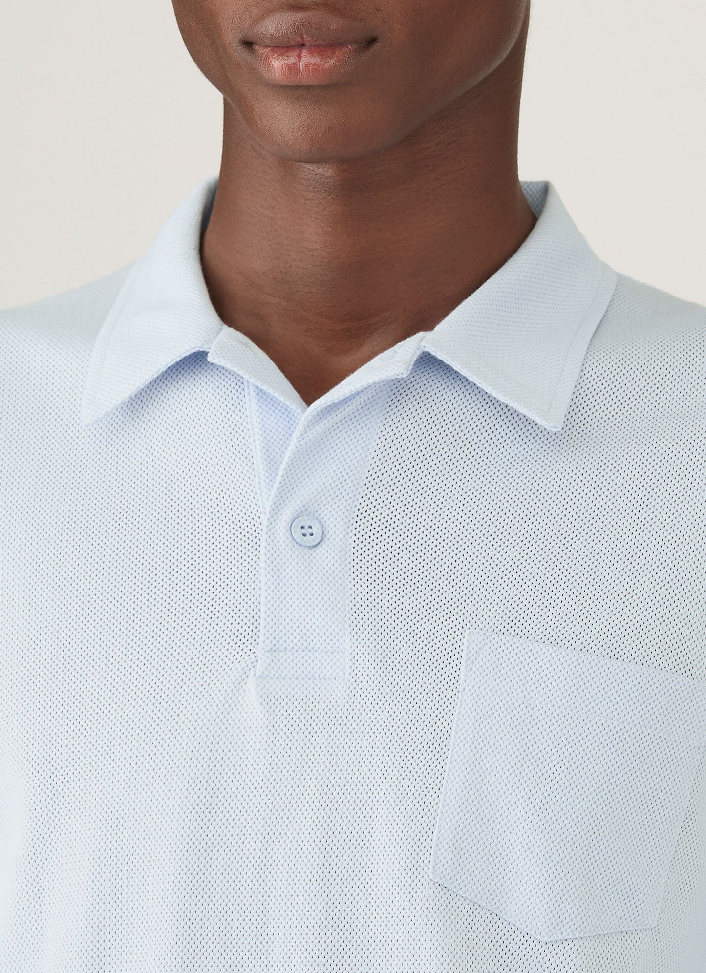 Mens Long Sleeve Riviera Polo Shirt In Frost Blue Mpol1031 Buwo