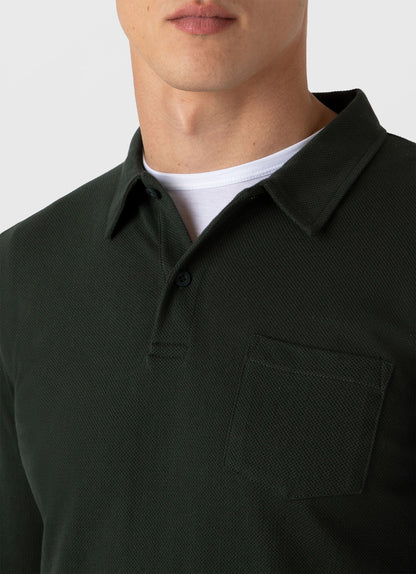 Mens Long Sleeve Riviera Polo Shirt In Holly Green Mpol1031 Gnhx