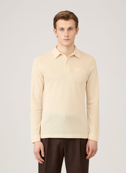 Mens Long Sleeve Riviera Polo Shirt In Undyed Mpol1031 Nuab