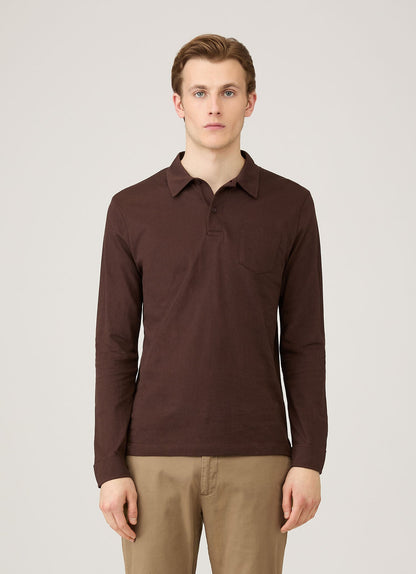Mens Long Sleeve Riviera Polo Shirt In Bakelite Mpol1031 Rdel