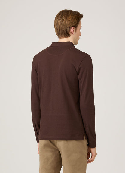 Mens Long Sleeve Riviera Polo Shirt In Bakelite Mpol1031 Rdel