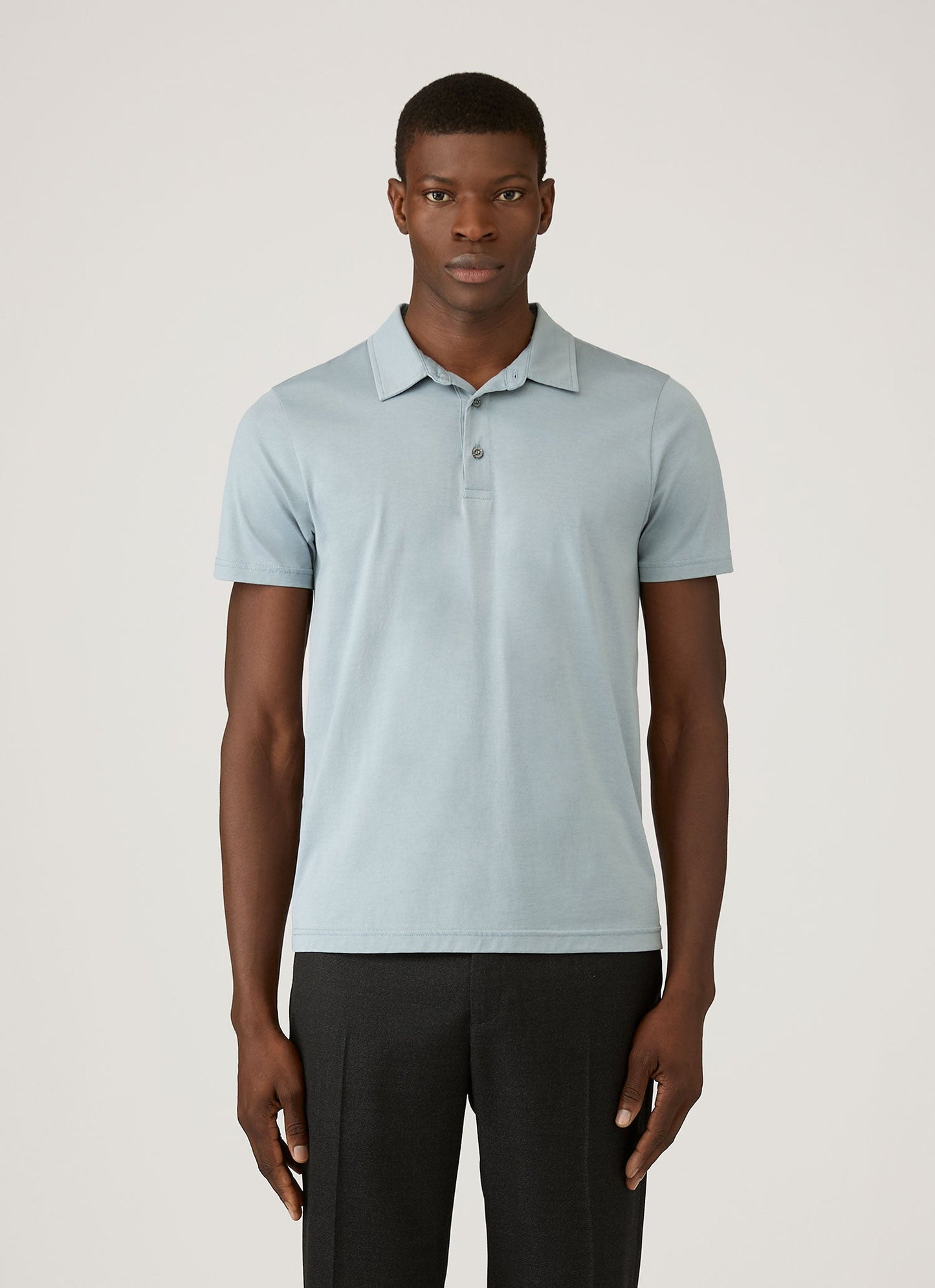 Mens Classic Jersey Polo Shirt In Stone Blue Mpol1052 Buwt