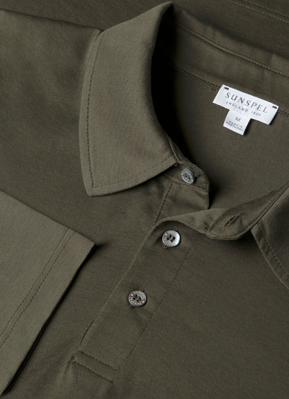 Mens Long Sleeve Classic Jersey Polo Shirt In Dark Green Mpol1054 Gnin