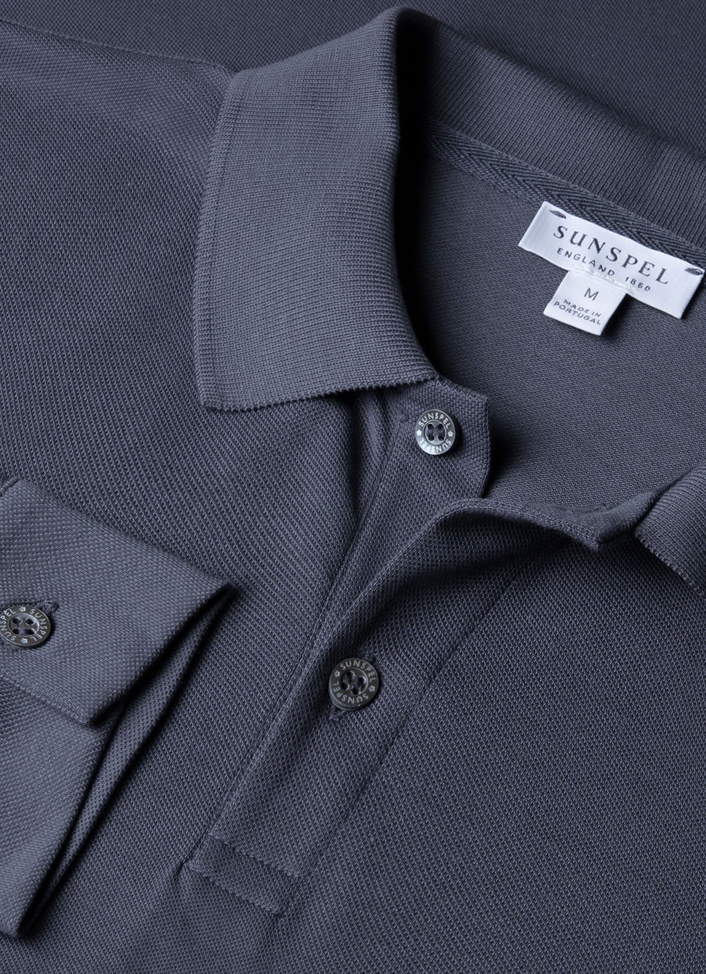 Mens Long Sleeve Pique Polo Shirt In Slate Blue Mpol1065 Buua
