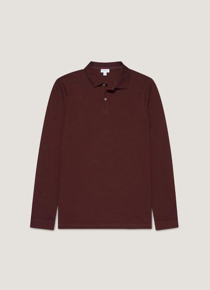 Mens Long Sleeve Pique Polo Shirt In Bakelite Mpol1065 Rdel