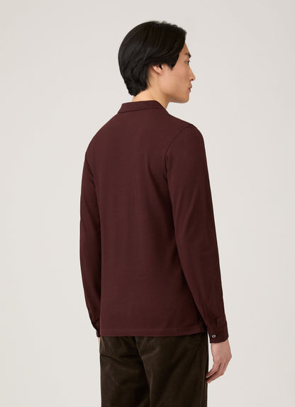 Mens Long Sleeve Pique Polo Shirt In Bakelite Mpol1065 Rdel