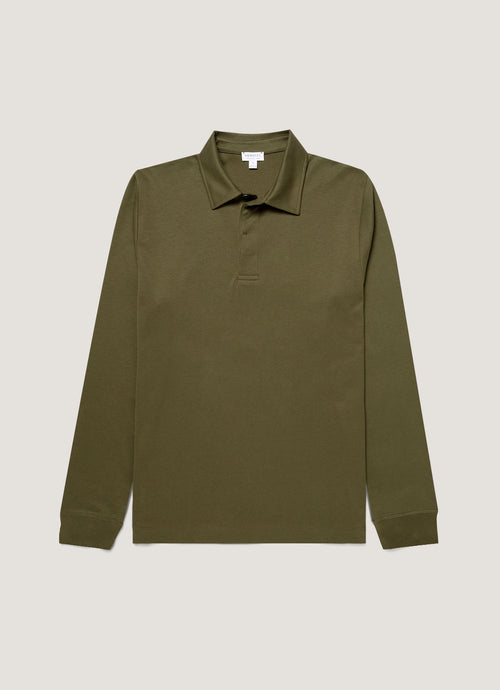 Mens Heavyweight Rugby Polo Shirt In Deep Olive Mpol1066 Gniz