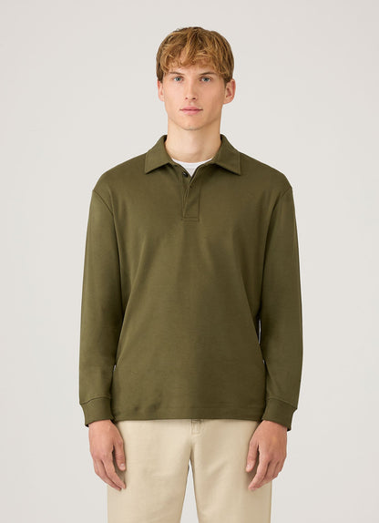 Mens Heavyweight Rugby Polo Shirt In Deep Olive Mpol1066 Gniz