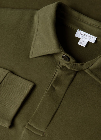 Mens Heavyweight Rugby Polo Shirt In Deep Olive Mpol1066 Gniz