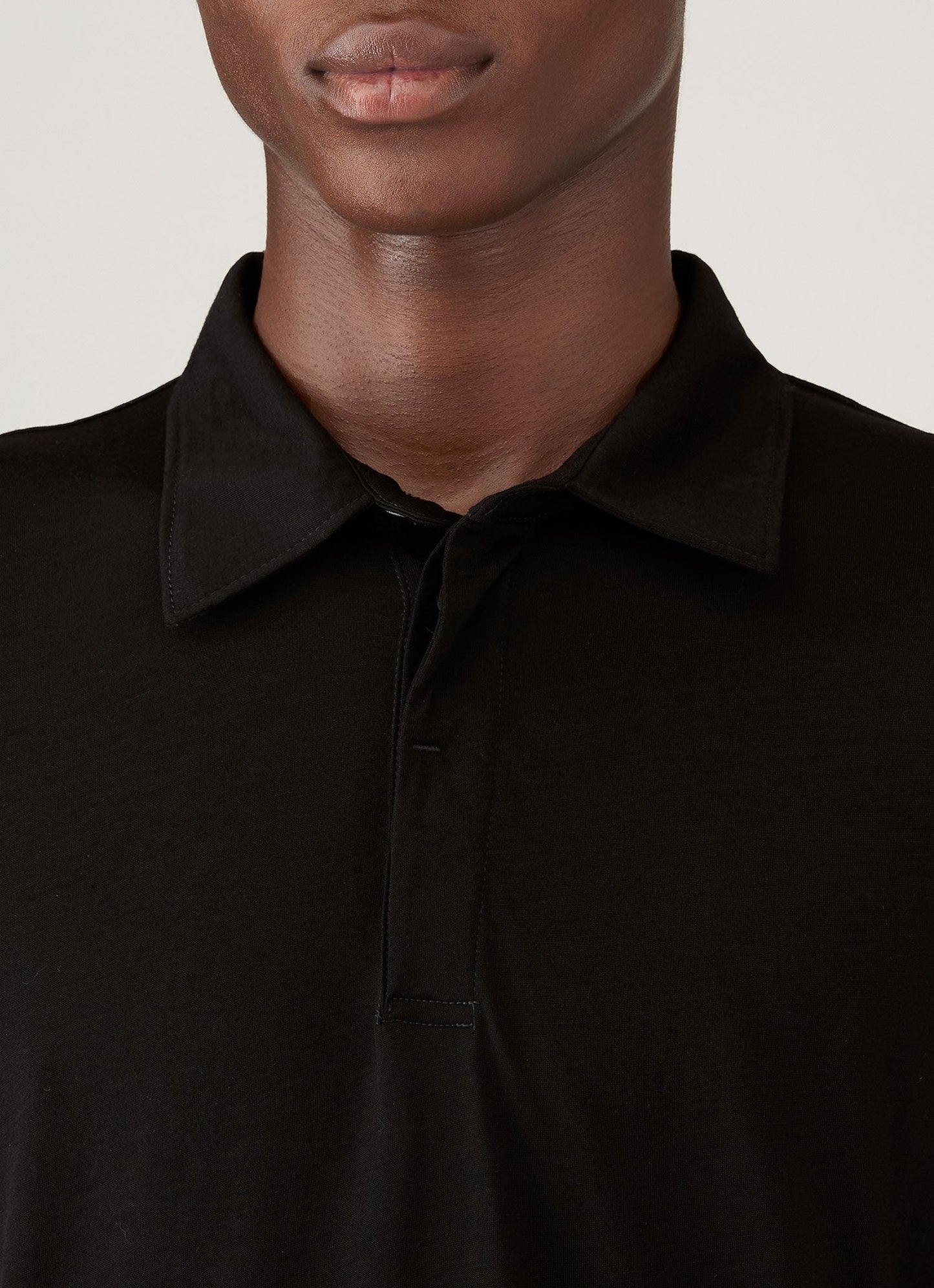 Mens Long Sleeve Ultrafine Merino Polo Shirt In Black Mpol1075 Bkaa