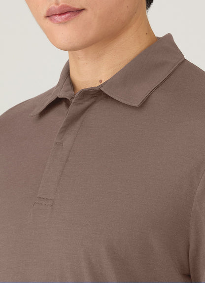 Mens Long Sleeve Ultrafine Merino Polo Shirt In Sandstone Mpol1075 Brfc