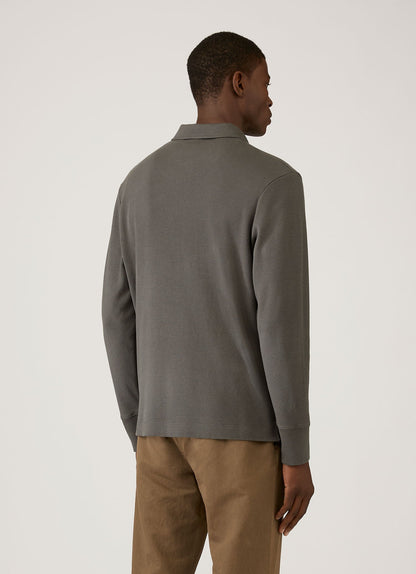 Mens Long Sleeve Cellulock Polo Shirt In Charcoal Mpol1077 Gyab