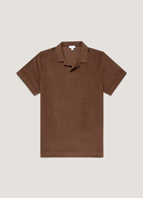Mens Towelling Polo Shirt In Dark Walnut Mpol1574 Brgw