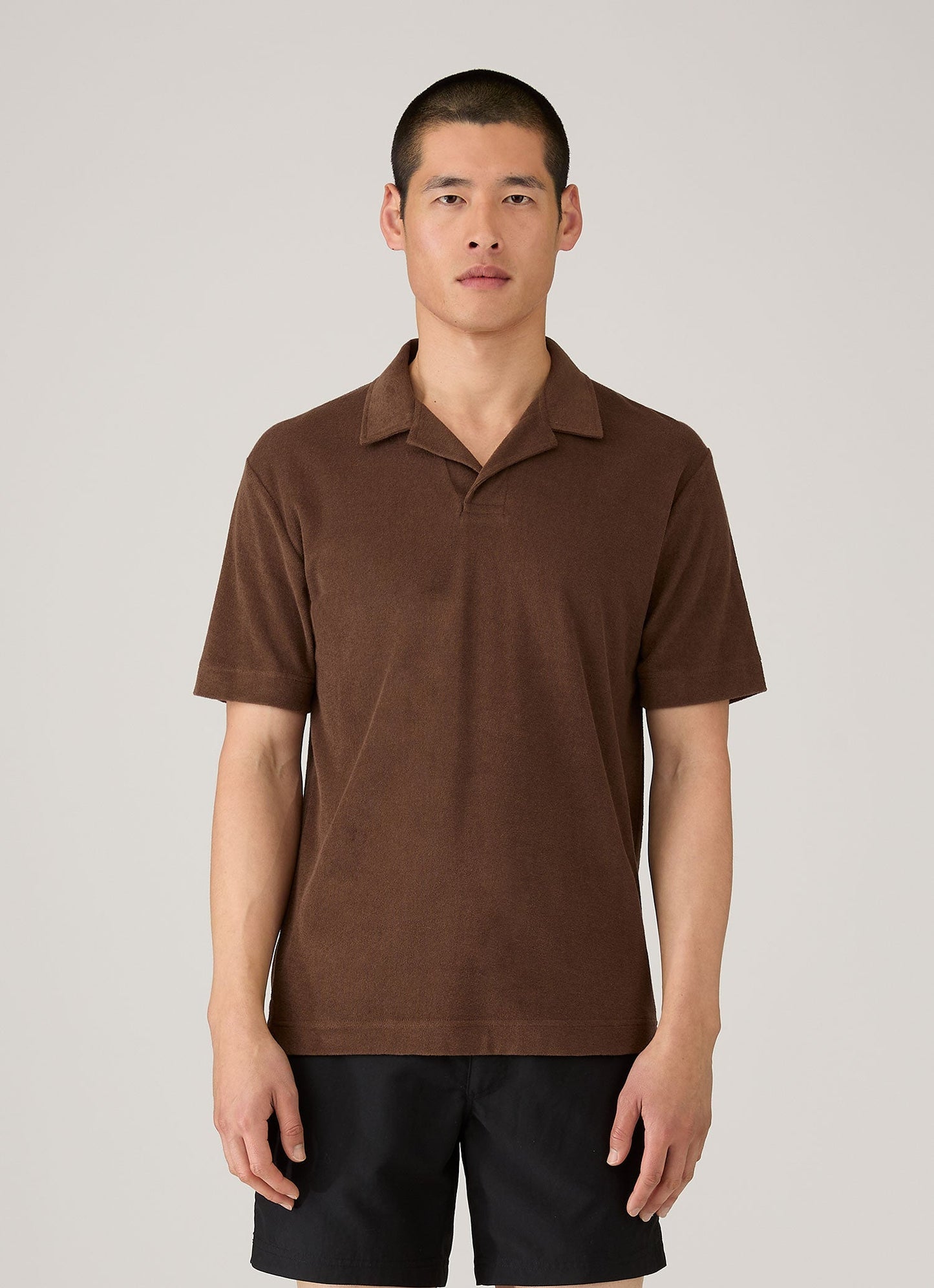 Mens Towelling Polo Shirt In Dark Walnut Mpol1574 Brgw