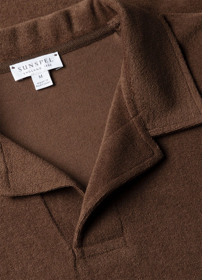 Mens Towelling Polo Shirt In Dark Walnut Mpol1574 Brgw