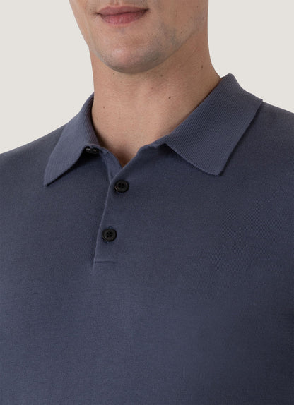 Mens Sea Island Cotton Polo Shirt In Slate Blue Mpol8090 Buua