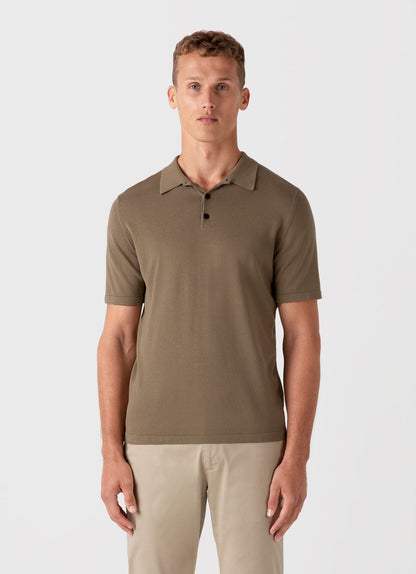 Mens Sea Island Cotton Polo Shirt In Dark Stone Mpol8090 Whdc