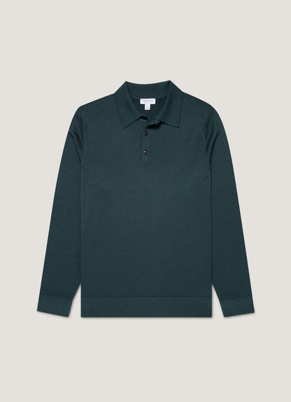 Mens Extrafine Merino Polo Shirt In Dark Petrol Mpol8092 Gnit