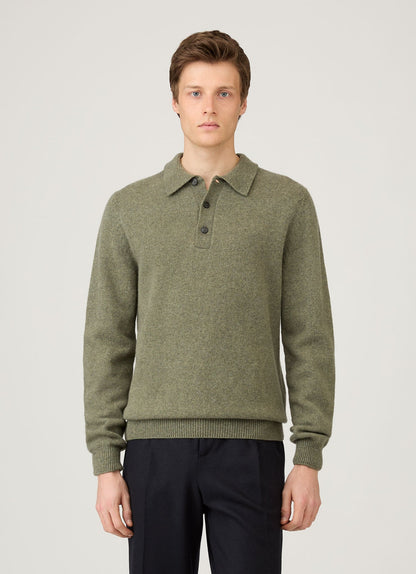 Mens Lambswool Polo Shirt In Sea Moss Mpol8188 Gnim