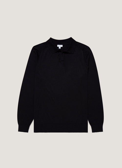 Mens Sea Island Cashmere Polo Shirt In Black Mpol8204 Bkaa