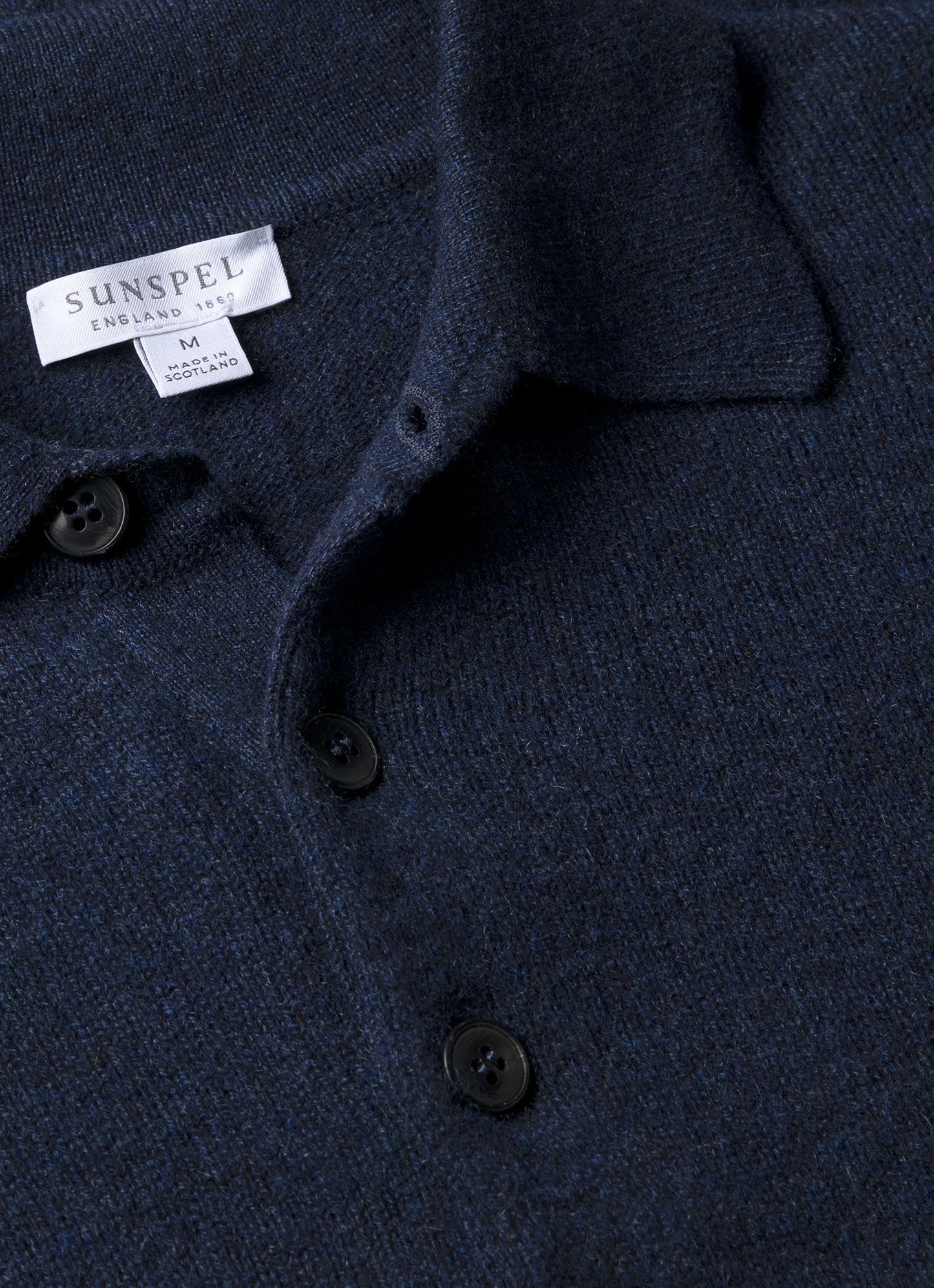 Mens Cashmere Polo Shirt In Navy Melange Mpol8238 Buag3
