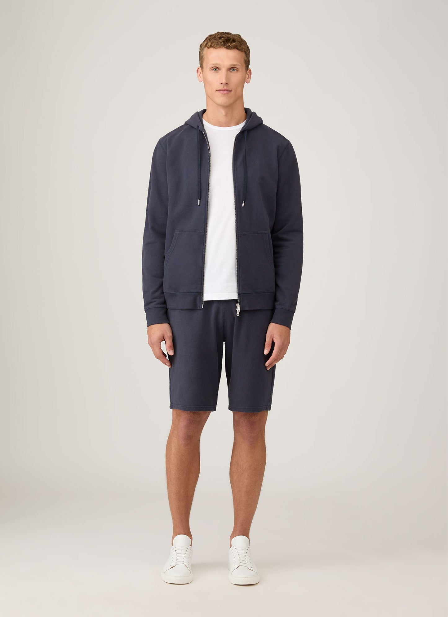 Mens Cotton Loopback Shorts In Navy
