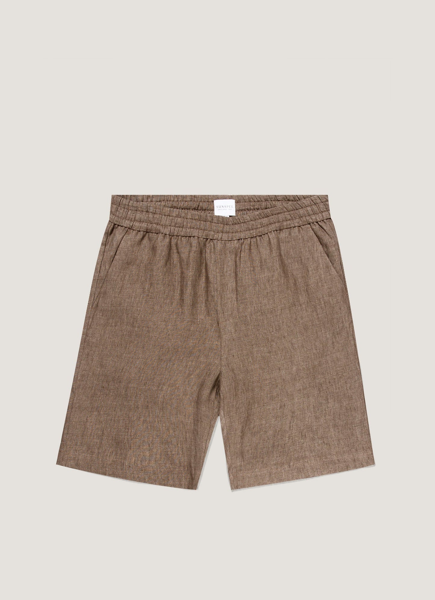 Mens Linen Drawstring Short In Dark Walnut Mshr3516 Brgw
