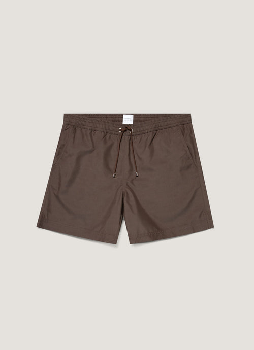 Mens Drawstring Swim Shorts In Dark Walnut Mshr3705 Brgw
